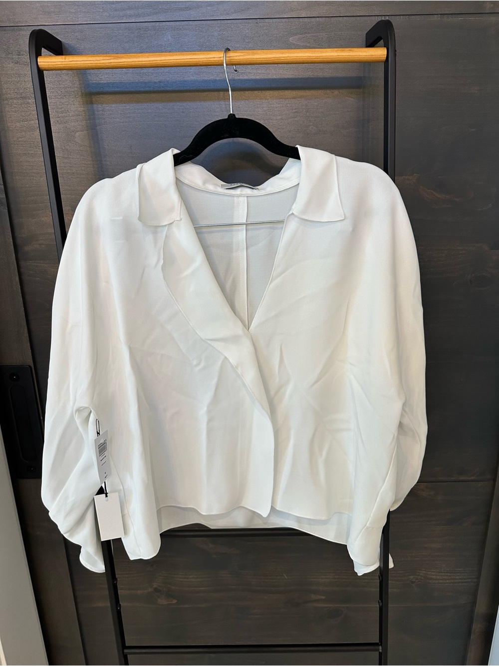 Babaton Ivory V-Neck Collared Blouse
